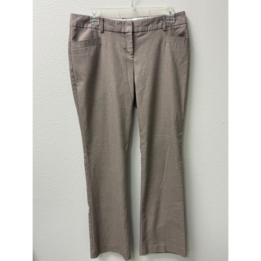 EXPRESS Womens Columnist Pants Trousers Tan Off White Herringbone Bootcut Size 6